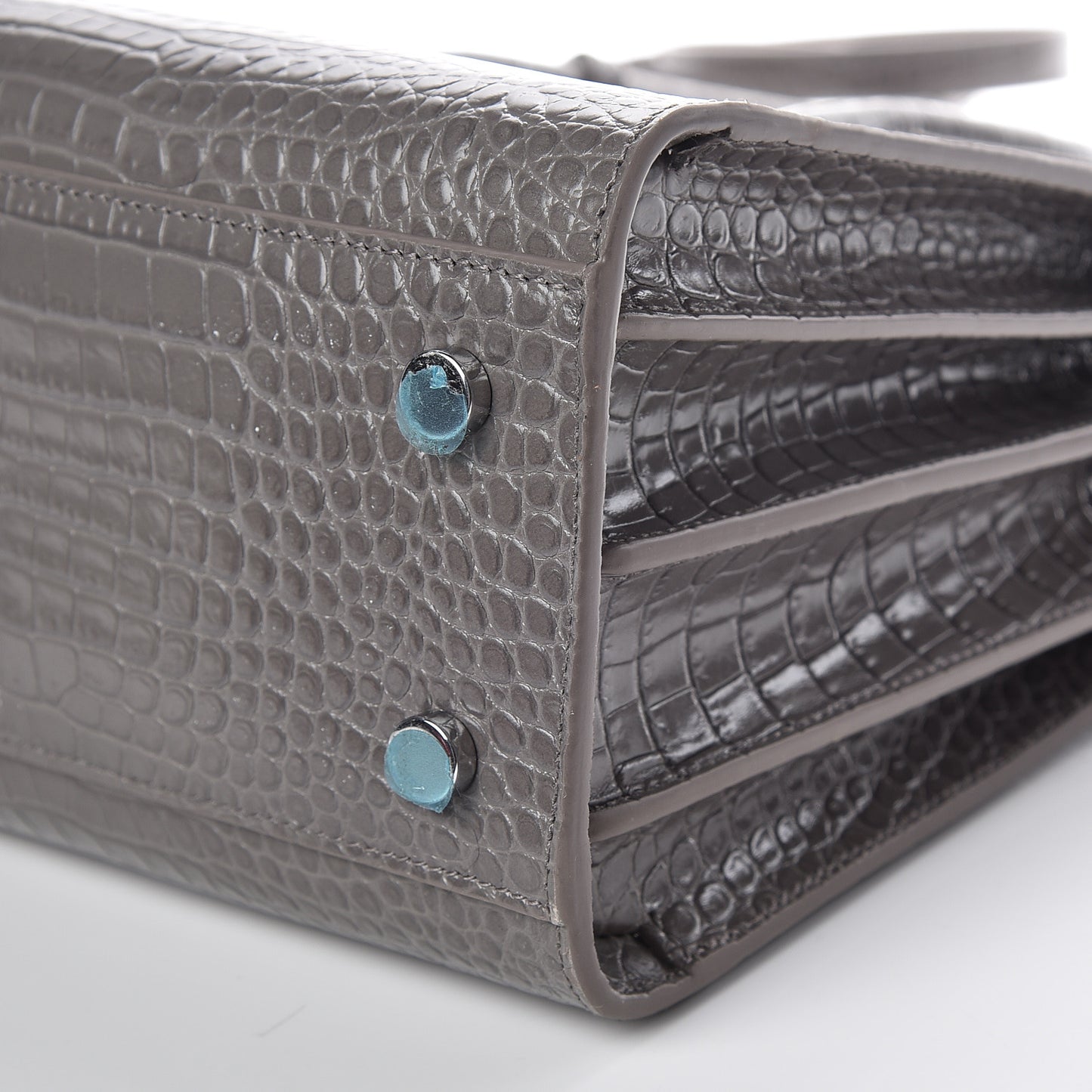Calfskin Crocodile Embossed Baby Sac De Jour Fog