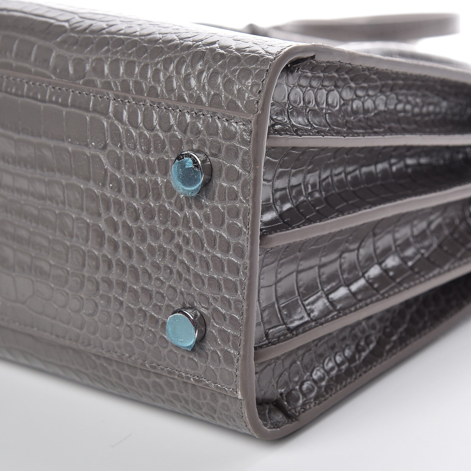 Saint Laurent Calfskin Crocodile Embossed Baby Sac De Jour Fog 6 of 9