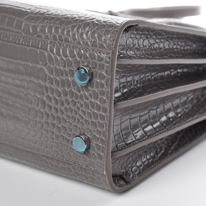 Saint Laurent Calfskin Crocodile Embossed Baby Sac De Jour Fog 6 of 9