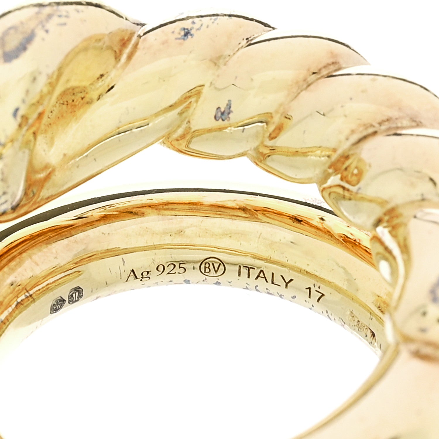 Bottega Veneta Sterling Silver Rope Twist Ring 57 8 Gold 4 of 4