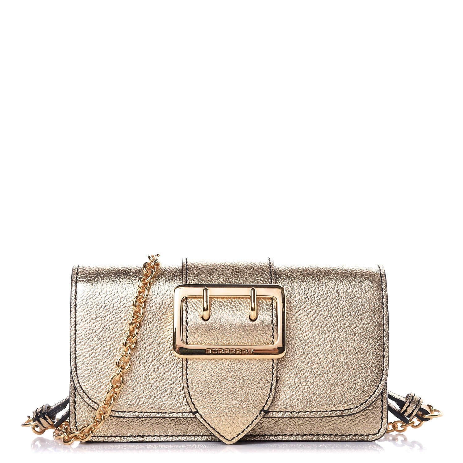 Burberry Metallic Grainy Calfskin Mini Buckle Bag Gold 1 of 8