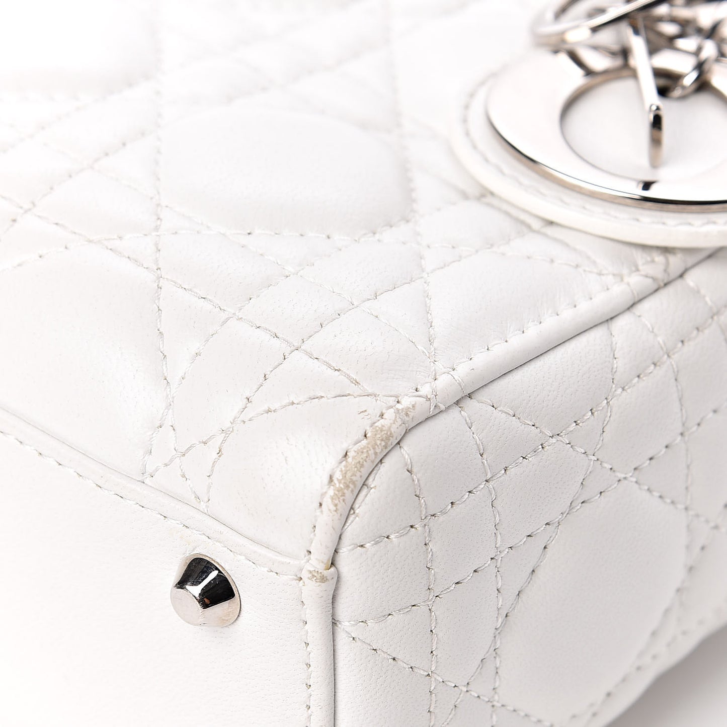 Lambskin Cannage Mini Lady Dior White