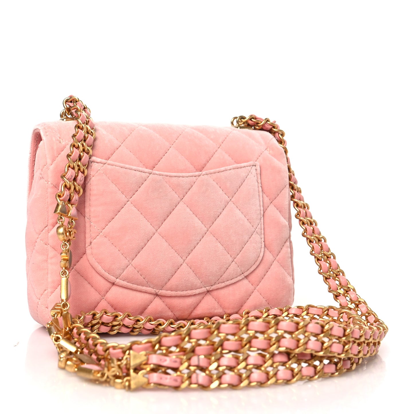 Velvet Enamel Mini Flap Light Pink