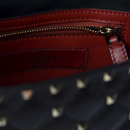 Valentino Garavani Nappa Medium Rockstud Spike Halfmoon Saddle Bag Black 7 of 10
