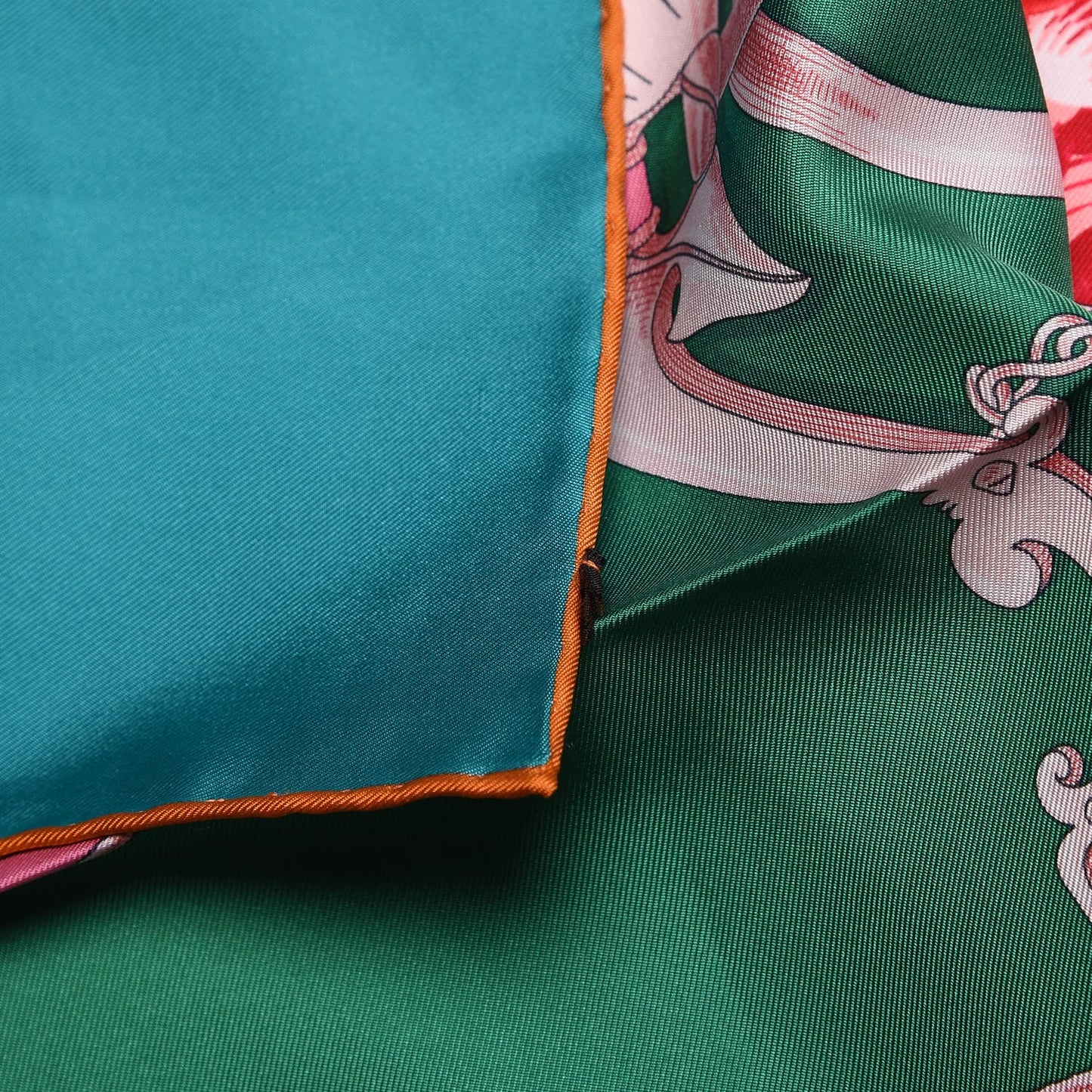 Silk Plumets du Roy Scarf 90 Vert Rose Blanc