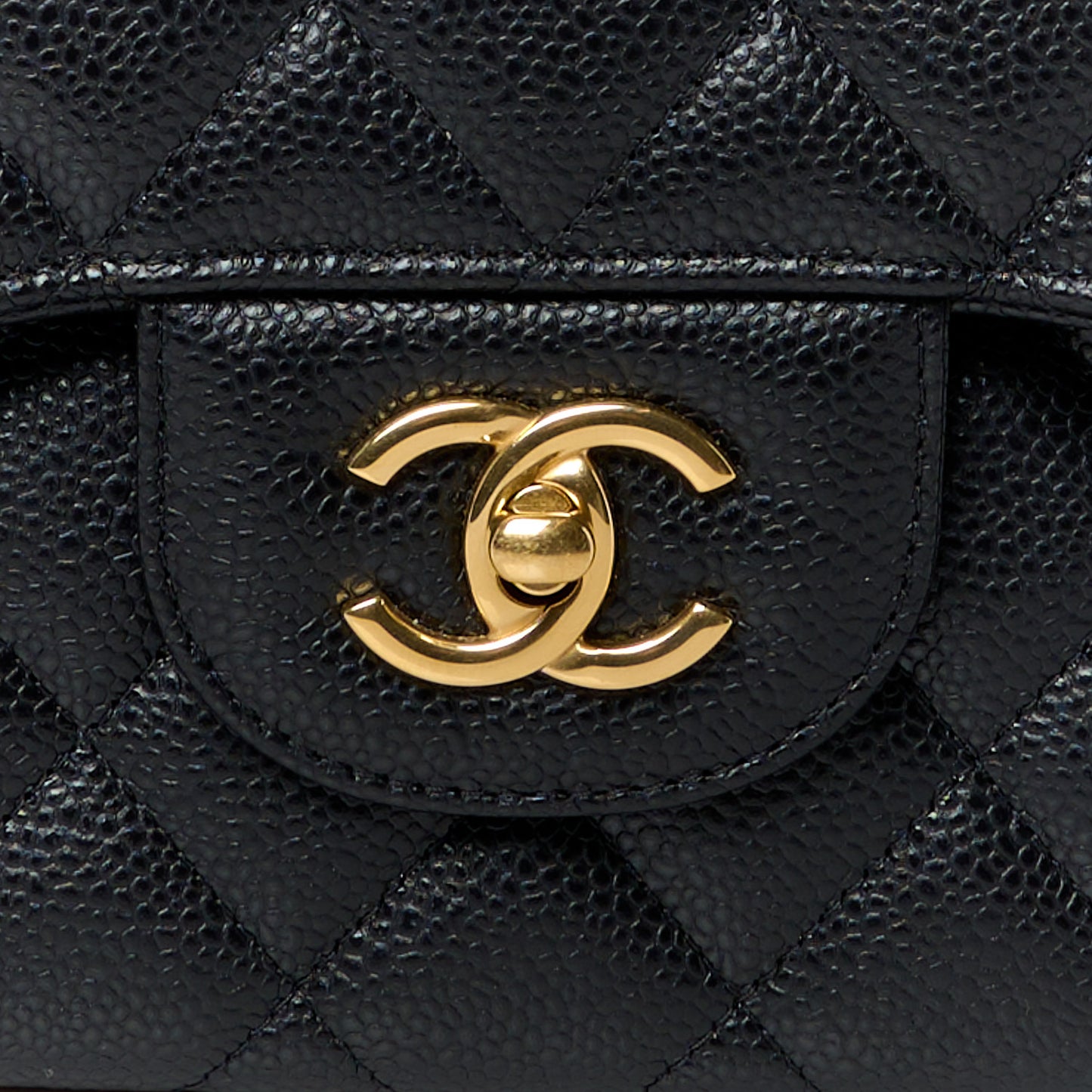 Caviar Quilted Jumbo Double Flap Black