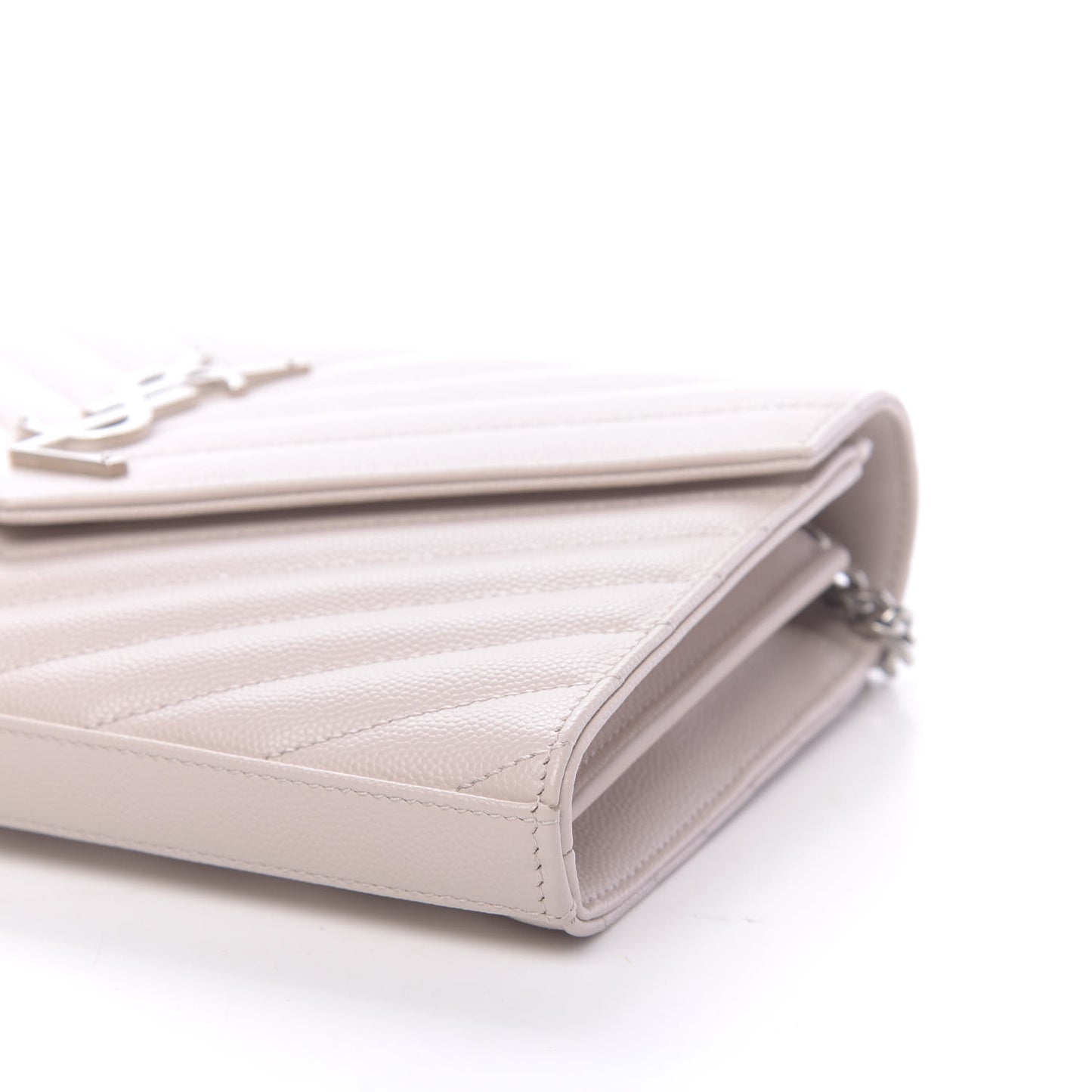 Grain De Poudre Matelasse Chevron Monogram Chain Wallet Nude Powder