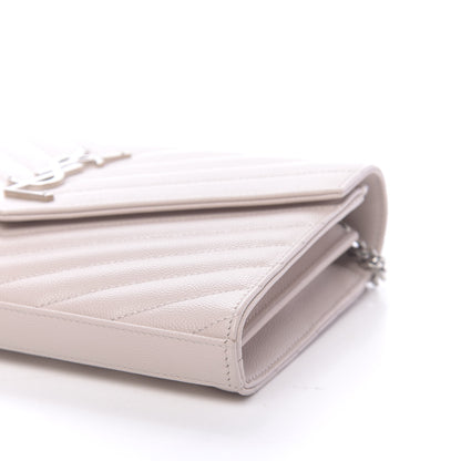 Saint Laurent Grain De Poudre Matelasse Chevron Monogram Chain Wallet Nude Powder 8 of 10