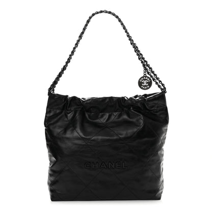 Chanel Shiny Calfskin Quilted Small Chanel 22 So Black 1 of 12