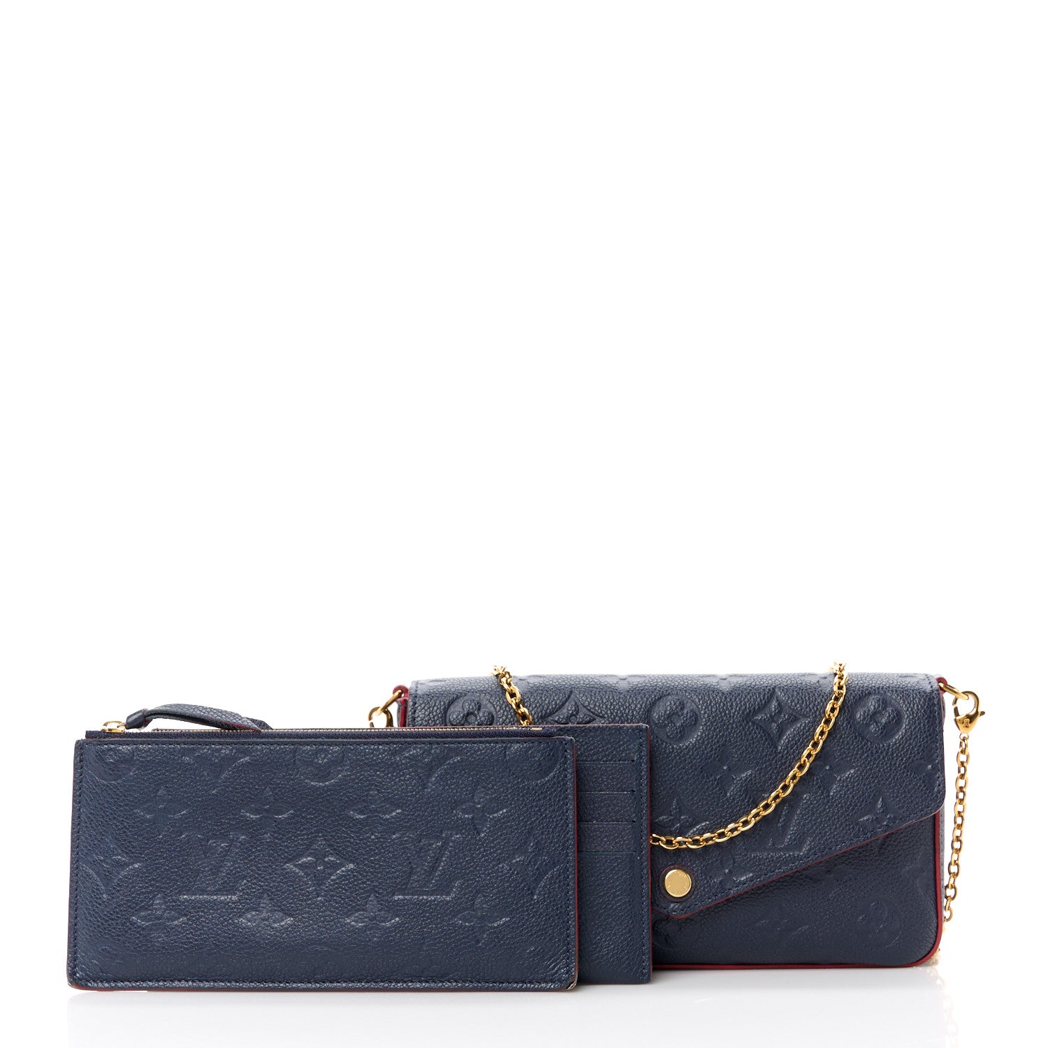 Louis Vuitton Empreinte Pochette Felicie Chain Wallet Marine Rouge 3 of 15
