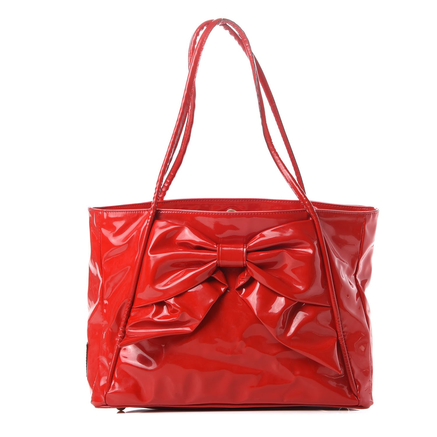 Valentino Garavani Patent Lacca Bow Tote Red 1 of 16