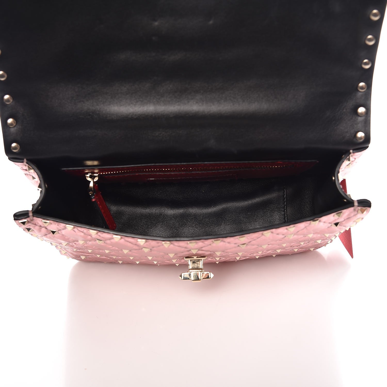 Valentino Garavani Metallic Wrinkled Lambskin Medium Rockstud Spike Shoulder Bag Lipstick 6 of 8