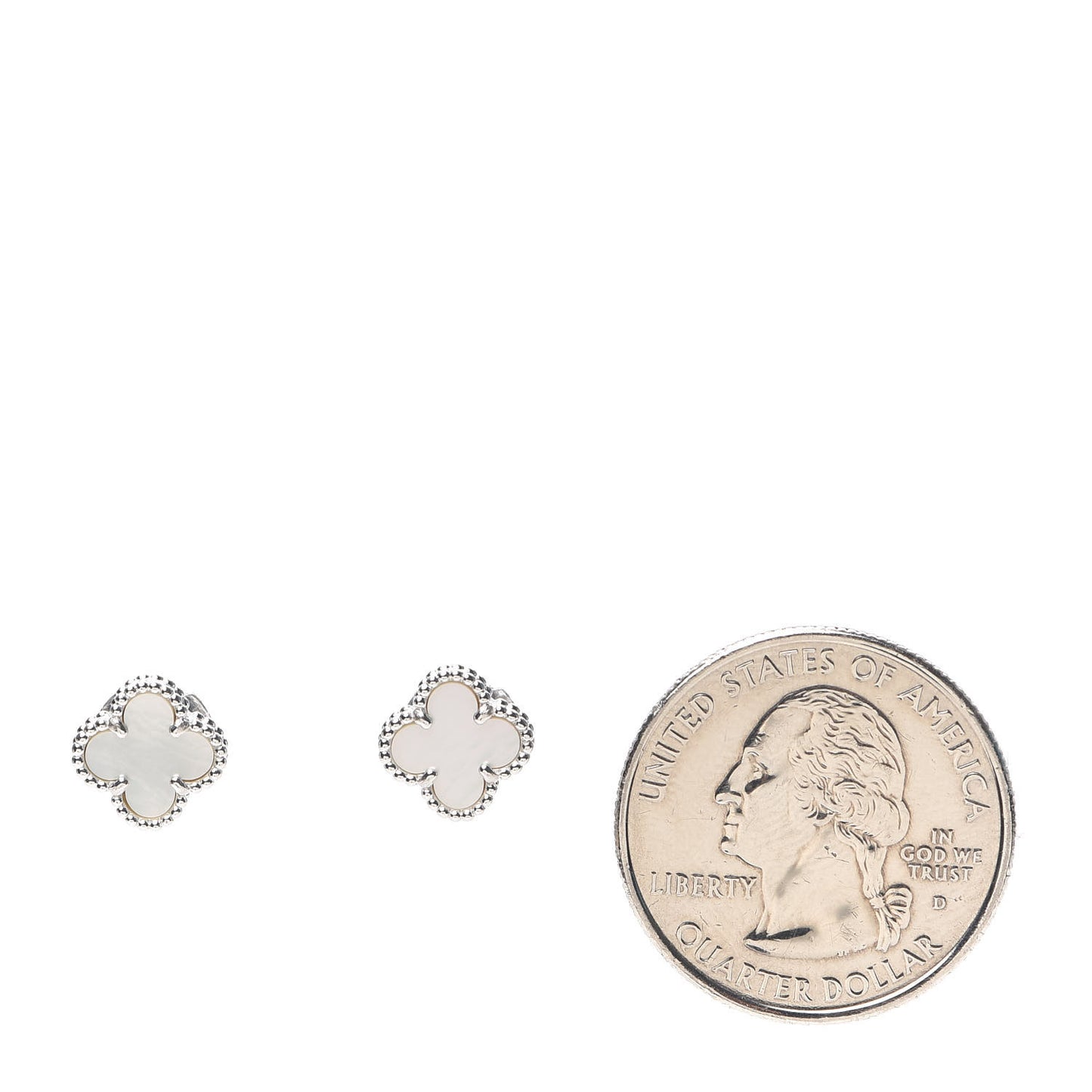 18K White Gold Mother of Pearl Sweet Alhambra Earrings
