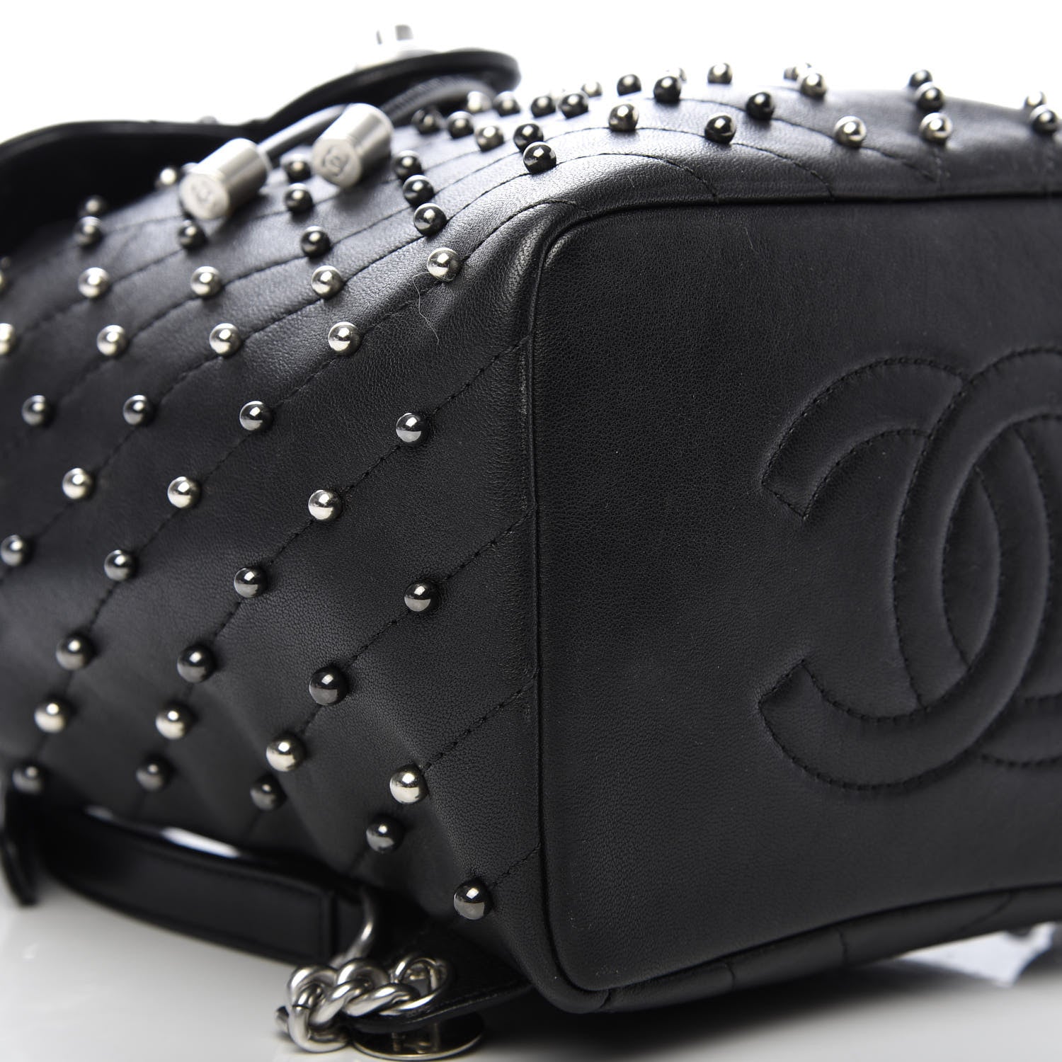 Chanel Lambskin Chevron Quilted Studded Stud Wars Backpack Black 5 of 9