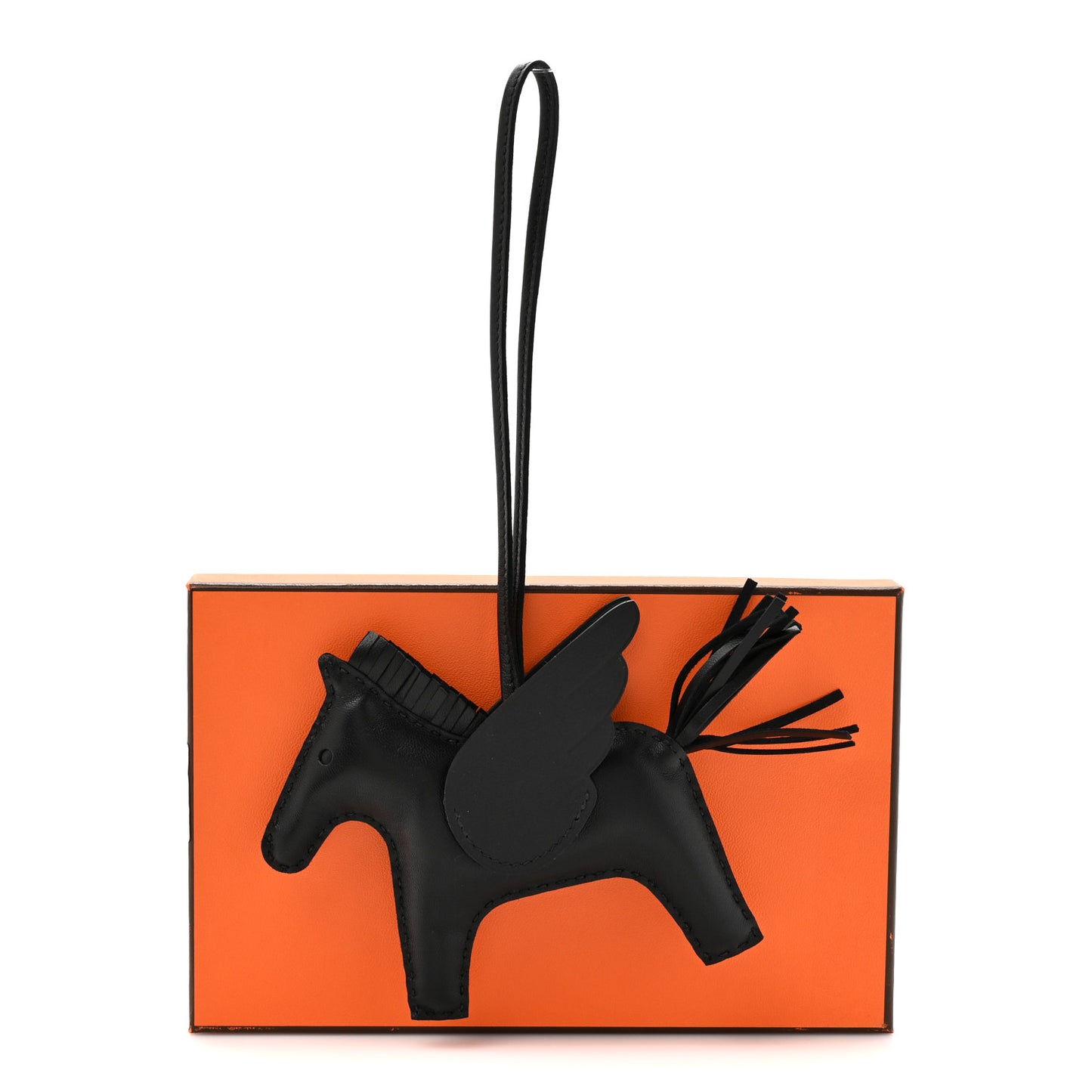 Milo Lambskin Grigri Rodeo Pegase Horse Bag Charm GM So Black