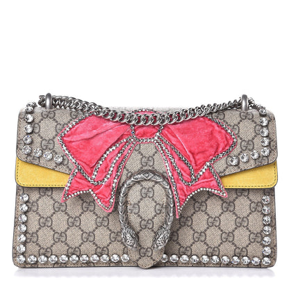 Gucci GG Supreme Monogram Crystal Bow Embroidered Small Dionysus Shoulder Bag Yellow 1 of 7