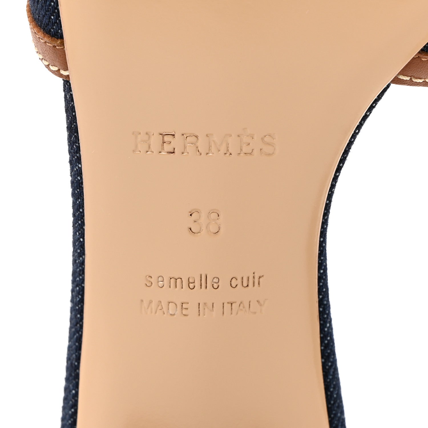 Hermes Calfskin Denim Oasis Sandals 38 Bleu Brut Gold 8 of 8