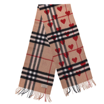 Burberry Cashmere Giant Heart Fringe Scarf Camel 3 of 5