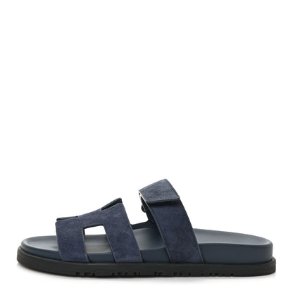 Hermes Suede Goatskin Womens Chypre Sandals 38 Bleu Celeste 1 of 9
