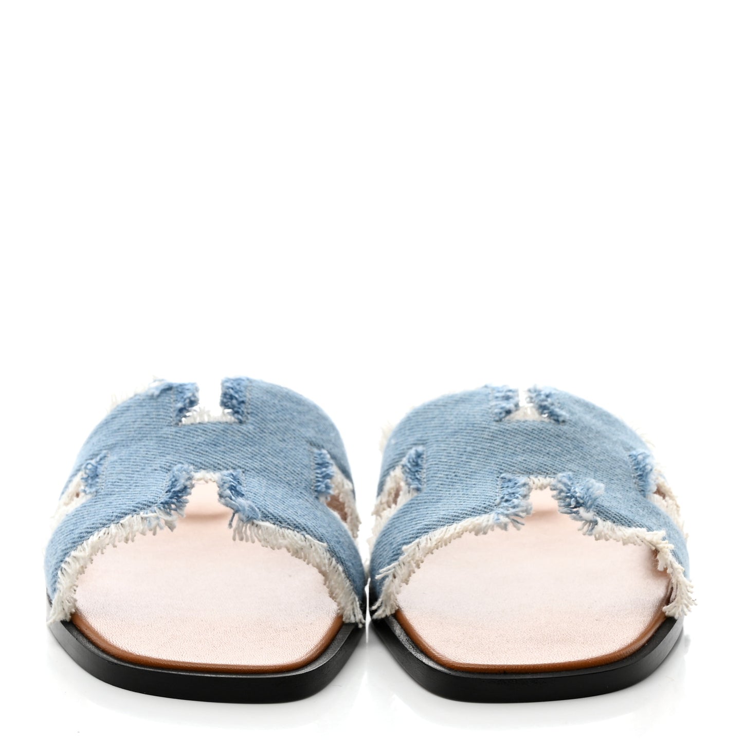 Denim Oran Fringe Sandals 36 Bleu Clair