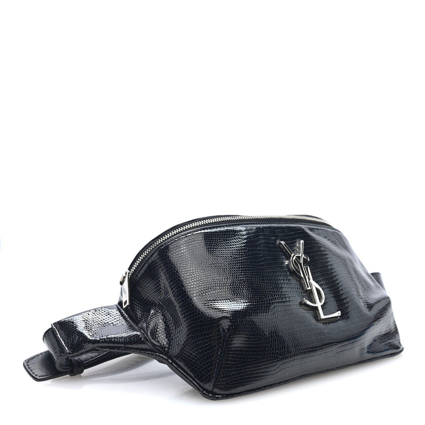 Lizard Embossed Calfskin Belt Bag Black