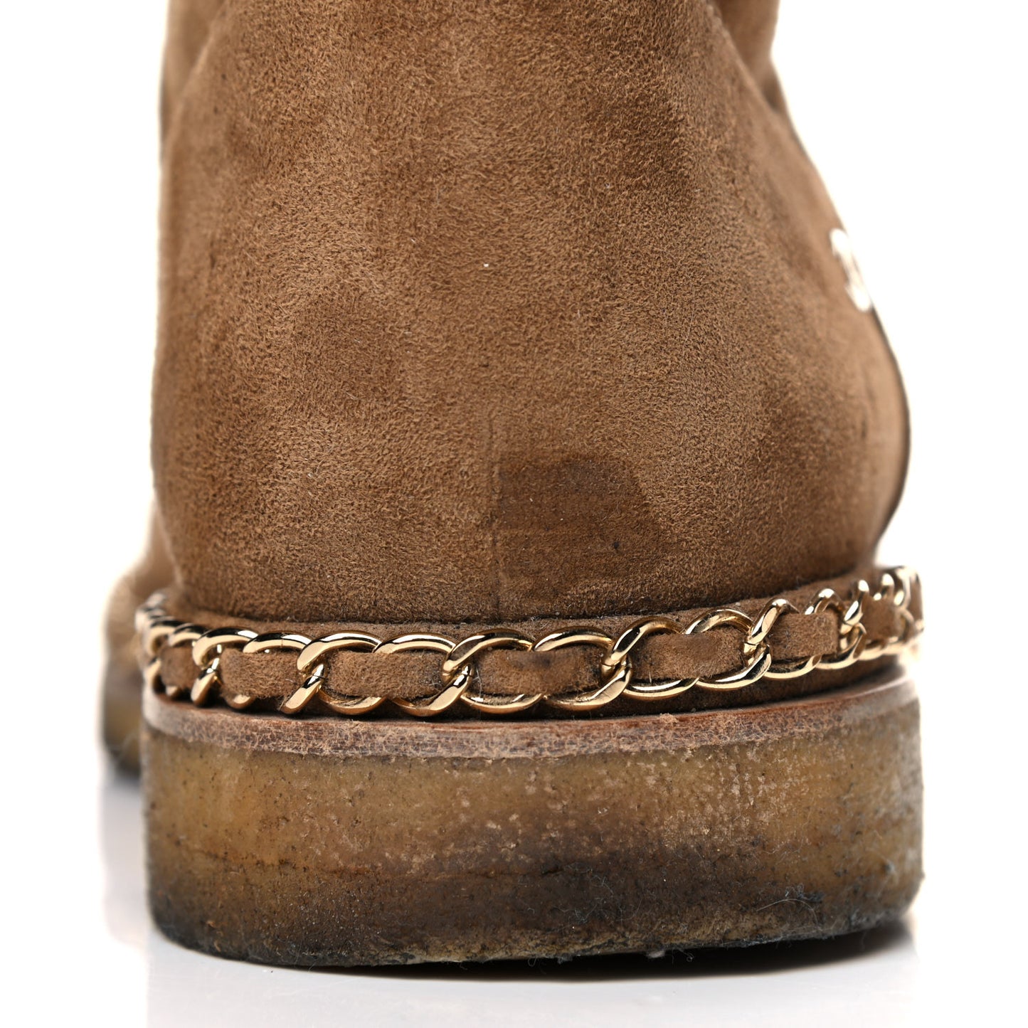 Kid Suede Shearling Womens Cap Toe Chain Short Boots 40.5 Light Brown Black