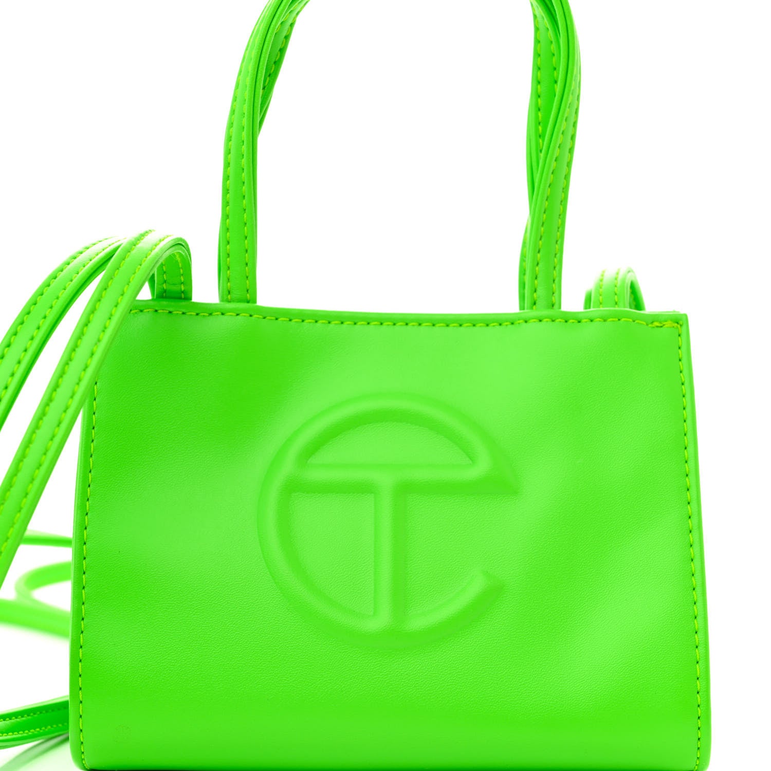 Telfar Vegan Leather Small Shopping Bag Highlighter Green 7 of 10