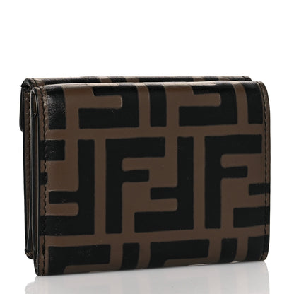 Fendi Vitello Soft F is Fendi Bi-Color FF 1974 Embossed Micro Tri-Fold Envelope Wallet Maya Black 3 of 7