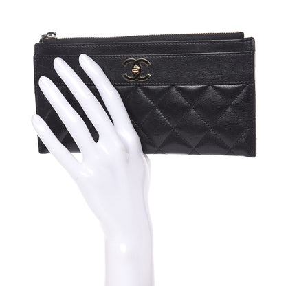 Chanel Sheepskin Quilted Mademoiselle Vintage Zip Pouch Black 2 of 10