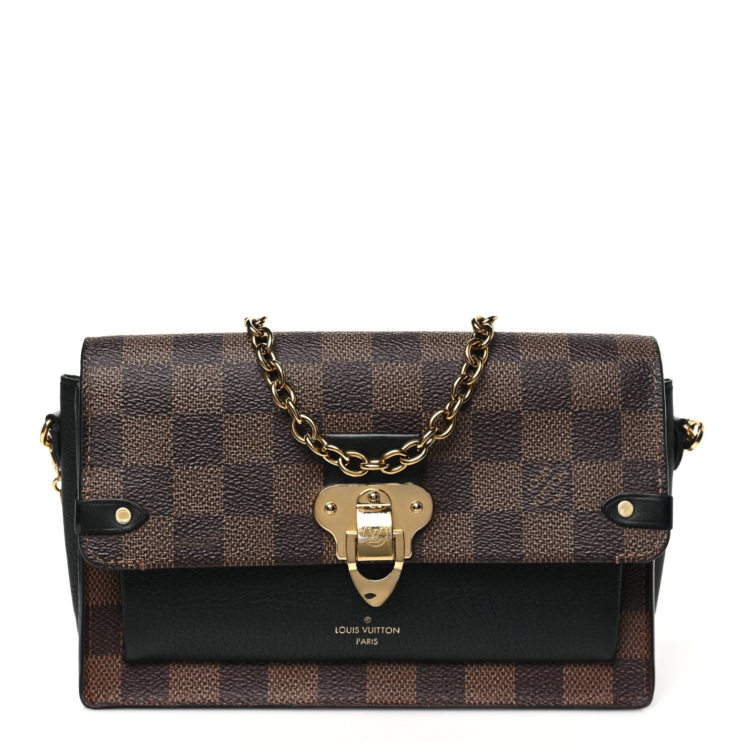 Louis Vuitton Damier Ebene Vavin Chain Wallet Black 1 of 11