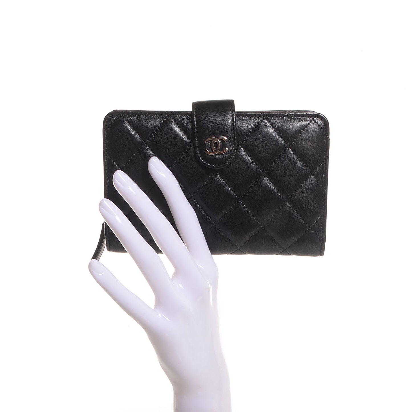 Lambskin L-Zip Pocket Wallet Black