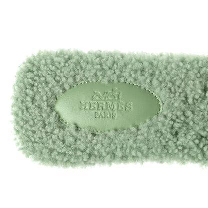 Hermes Woolskin Oran Sandals 38.5 Vert d'eau 7 of 9
