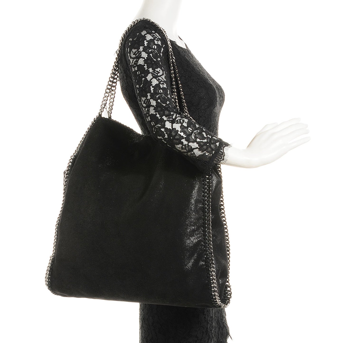 Faux Leather Shaggy Deer Falabella Big Tote Black