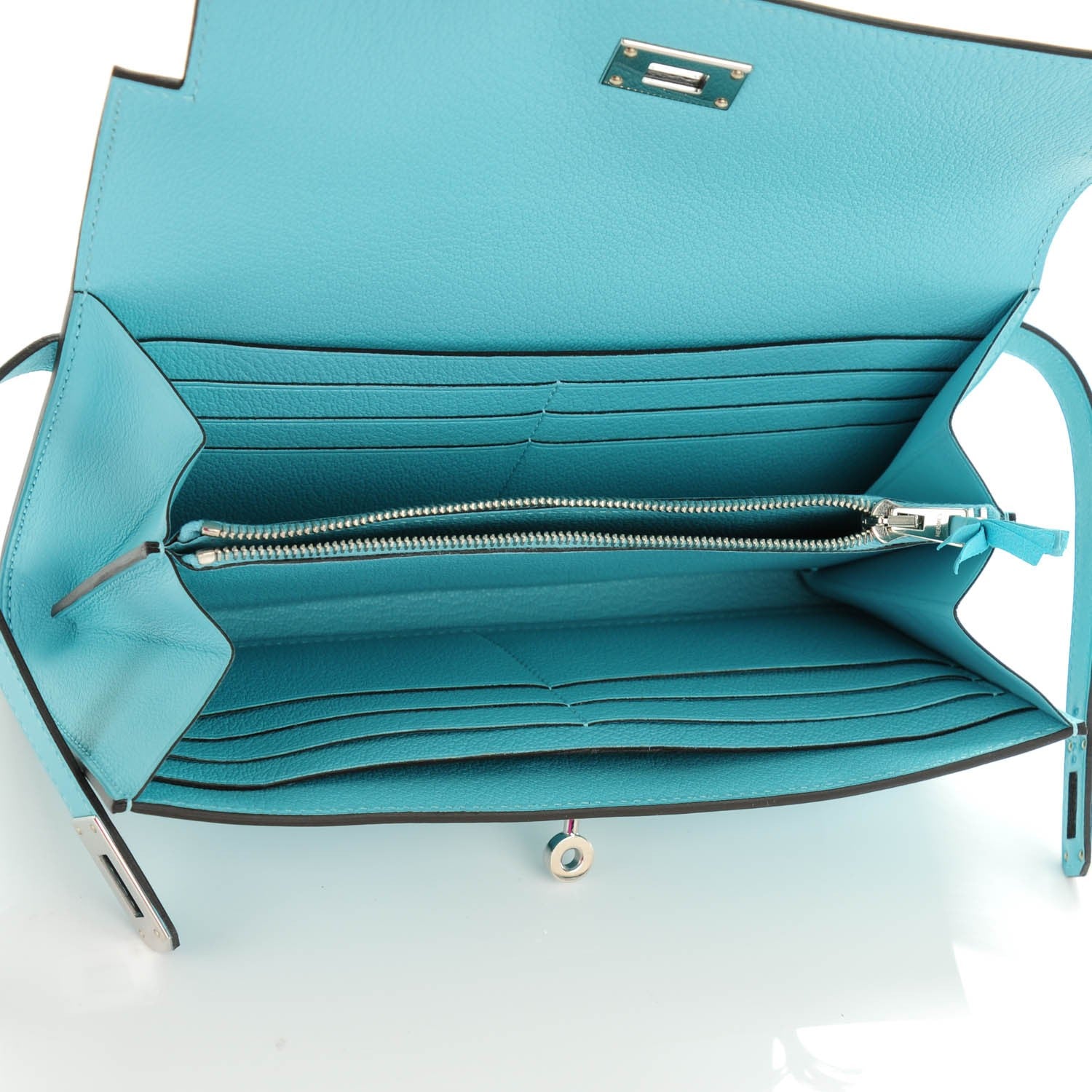 Hermes Swift Ghillies Kelly Longue Wallet Bleu Atoll 9 of 11