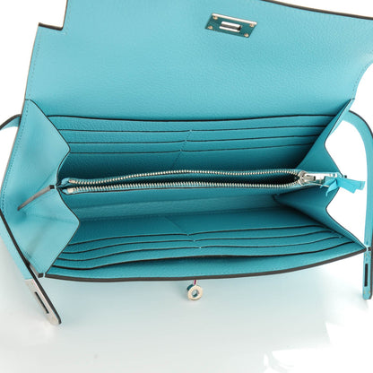 Hermes Swift Ghillies Kelly Longue Wallet Bleu Atoll 9 of 11