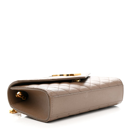 Saint Laurent Grain De Poudre Textured Mixed Matelasse Triquilt Small Monogram Satchel Dark Beige 4 of 10