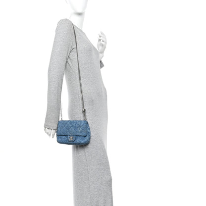 Chanel Denim Quilted Camellia Sweetheart Mini Flap Blue 2 of 10