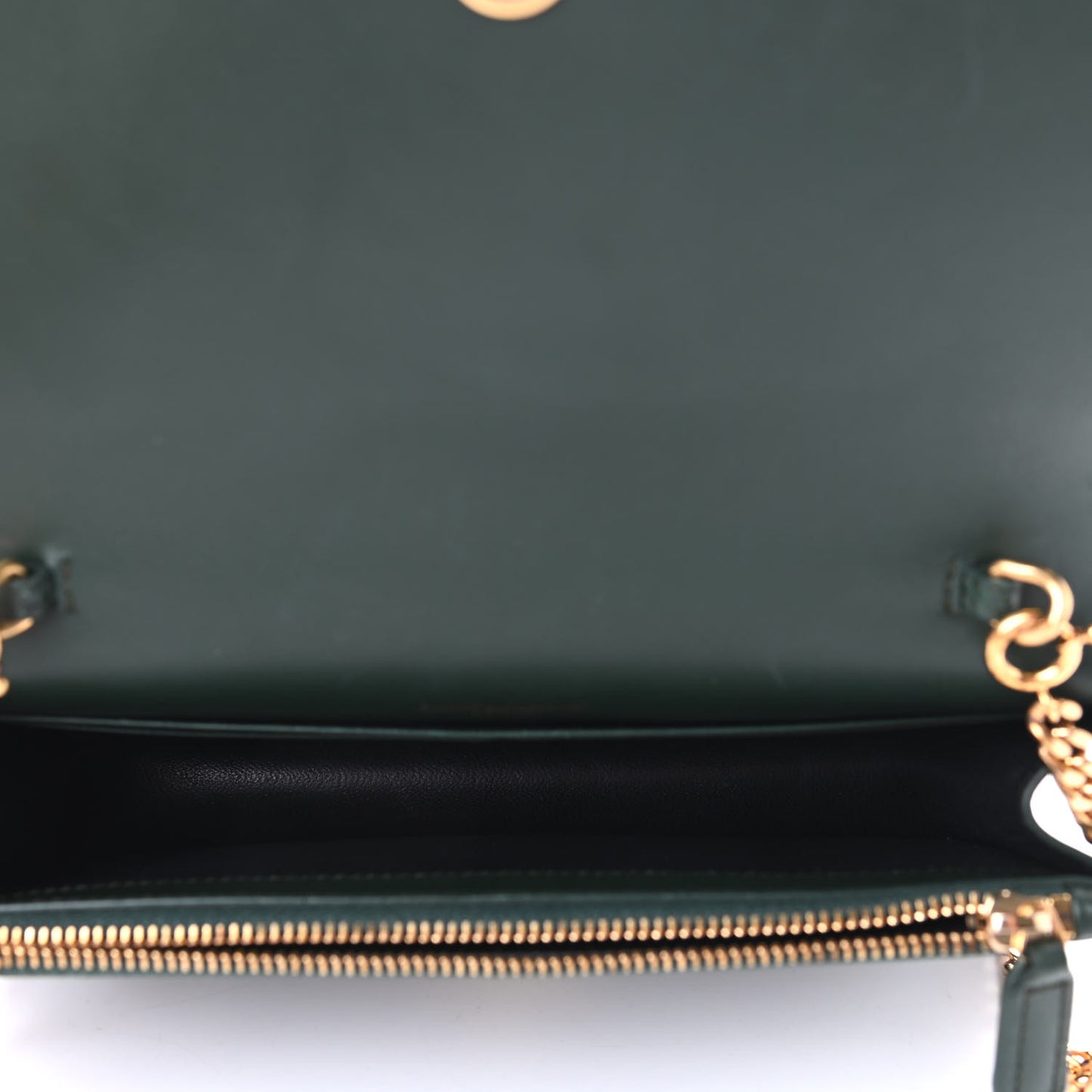 Smooth Calfskin Classic Monogram Kate Tassel Chain Wallet Dark Leaf