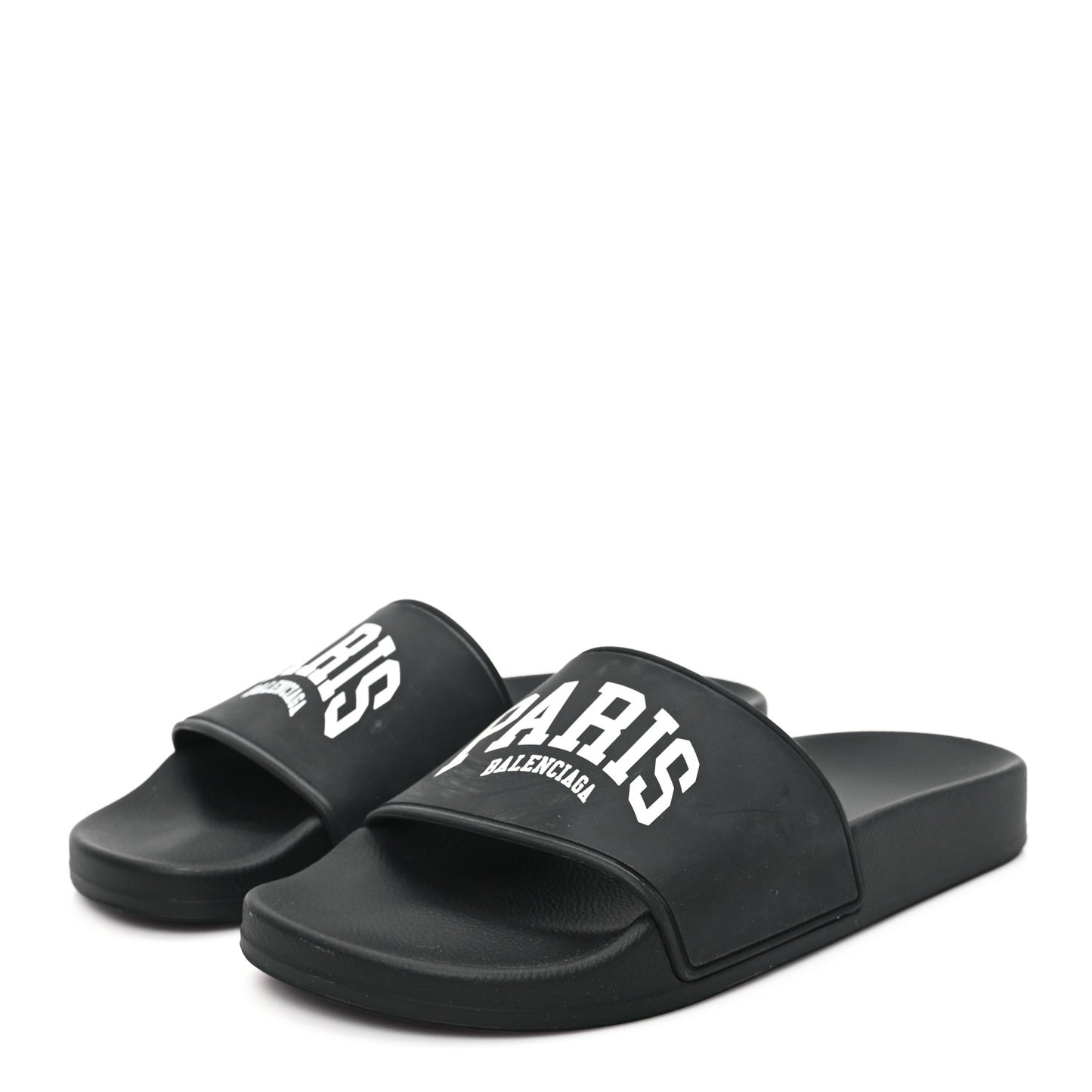 Rubber Paris Logo Womens Slide Sandals 35 Black