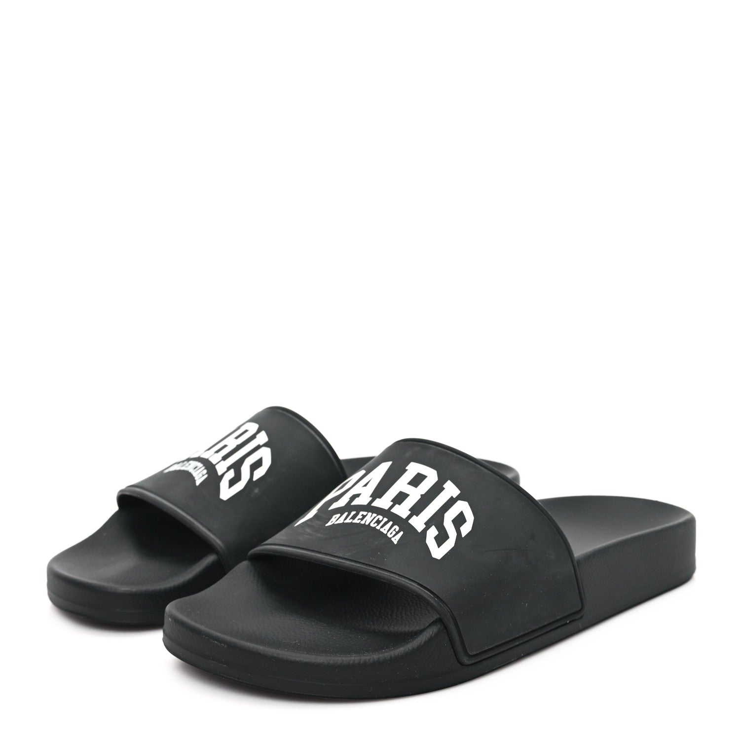 Balenciaga Rubber Paris Logo Womens Slide Sandals 35 Black 4 of 9