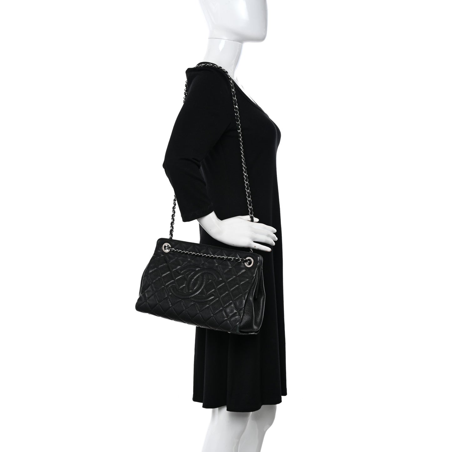 Soft Caviar Quilted CC Timeless Tote Black