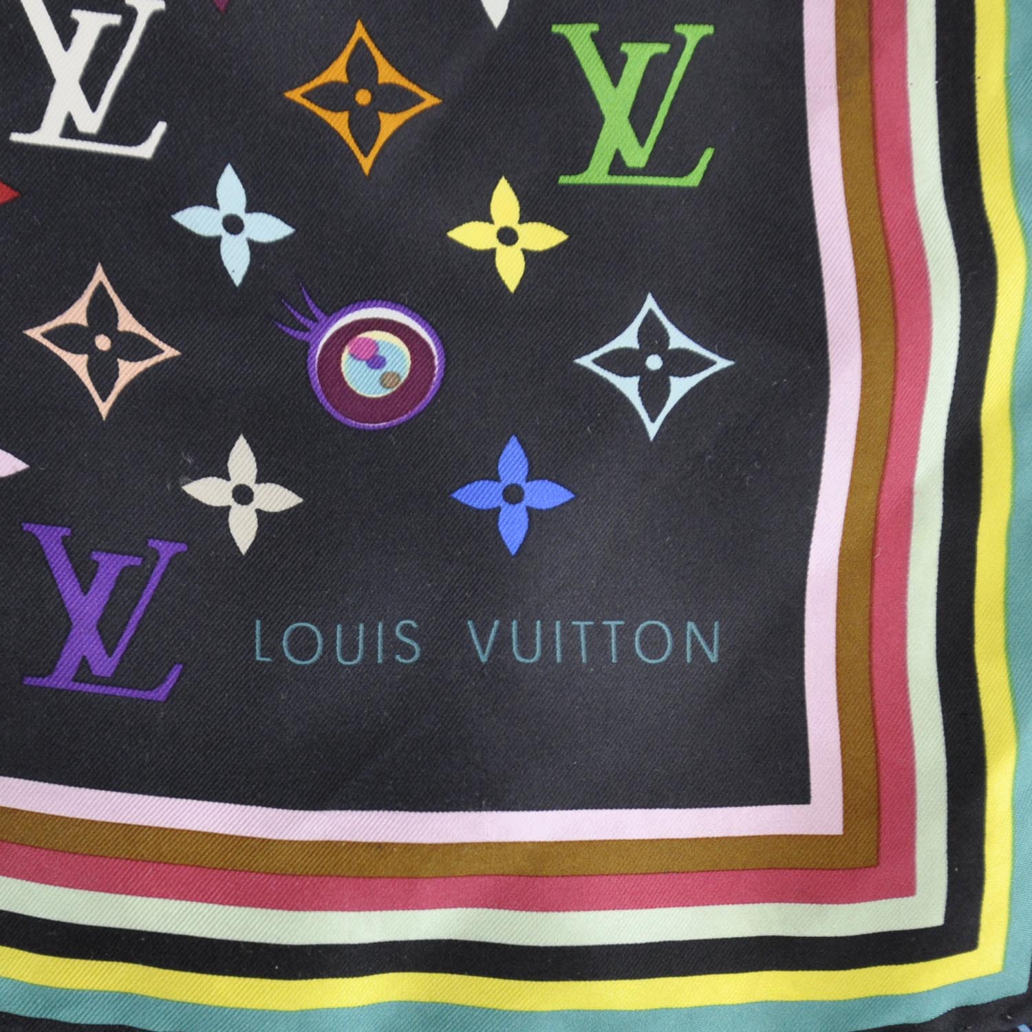 Louis Vuitton Silk Multicolor Eye Love Scarf Black 6 of 7