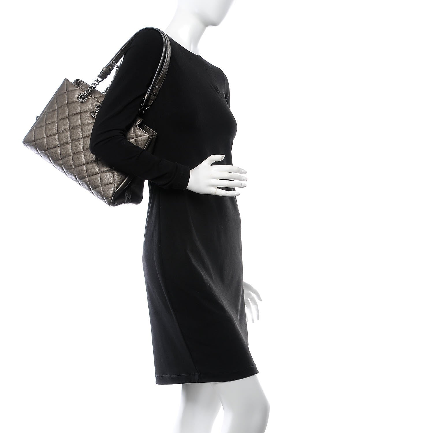 Chanel Metallic Goatskin Quilted Large City Rock Shopping Bag Silver 2 of 8