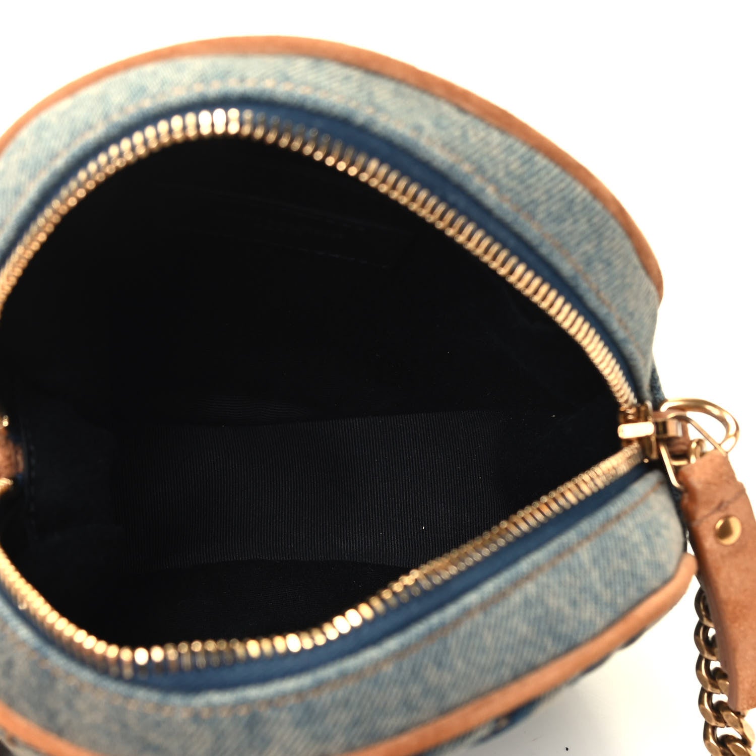 Saint Laurent Denim Quilted Monogram Round Crossbody Bag Rodeo Blue 4 of 4