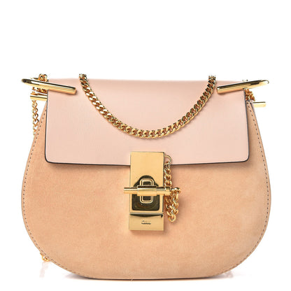 Chloe Suede Smooth Calfskin Mini Drew Shoulder Bag Cement Pink 1 of 8