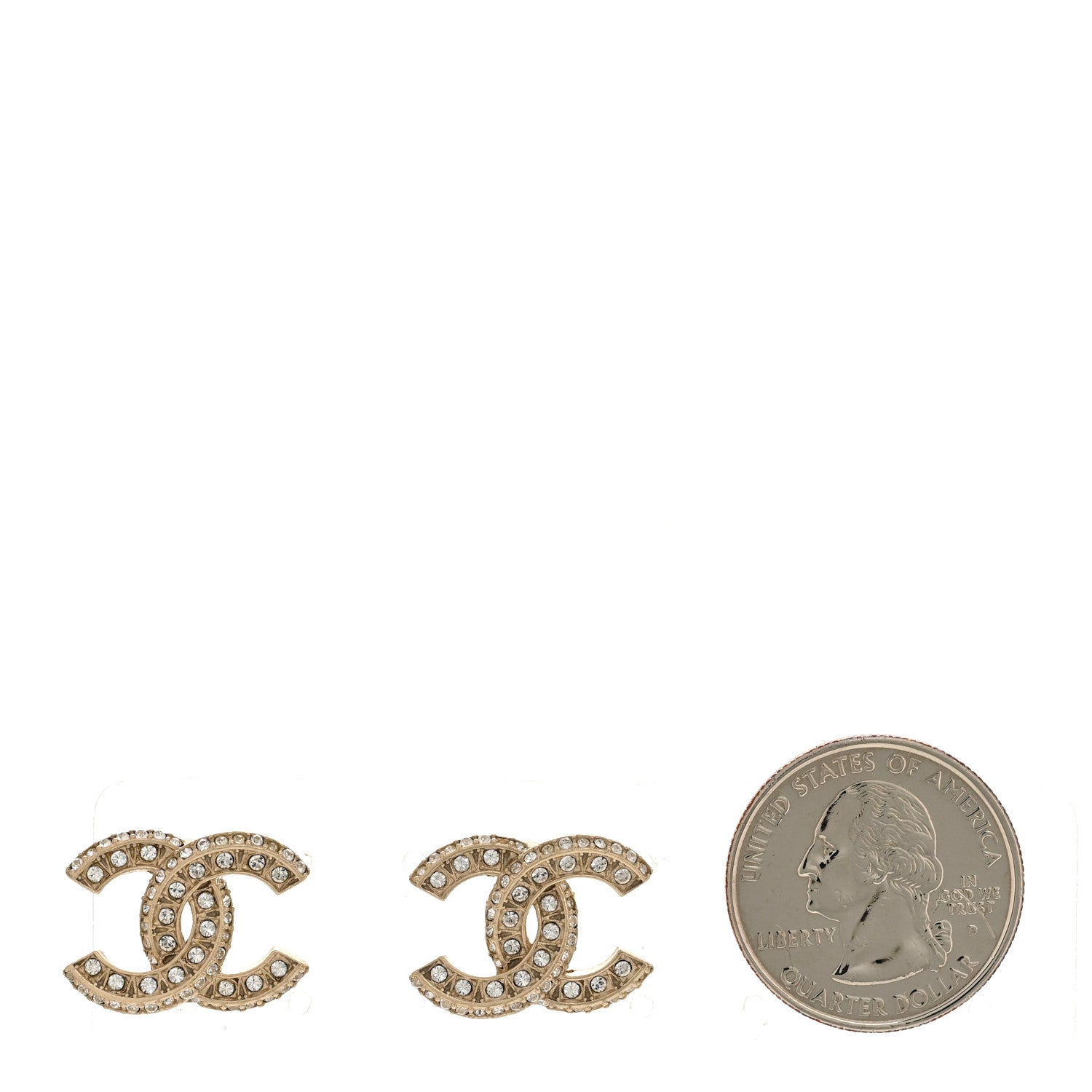 Chanel Crystal Timeless CC Earrings Light Gold 2 of 6