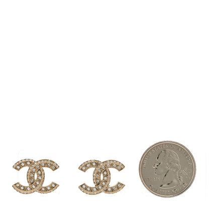 Chanel Crystal Timeless CC Earrings Light Gold 2 of 6