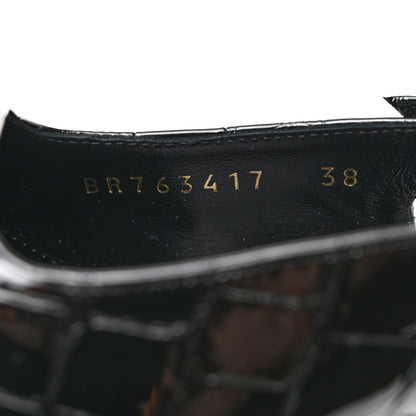 Saint Laurent Calfskin Crocodile Embossed Slingback Graham Pumps 38 Black 7 of 8
