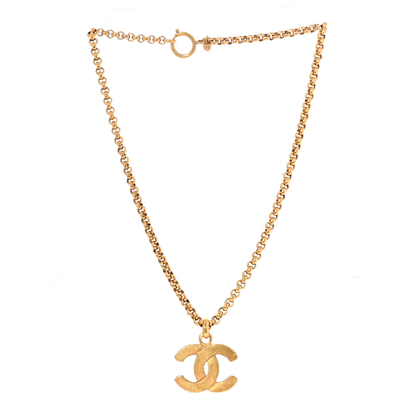 Metal CC Pendant Necklace Gold