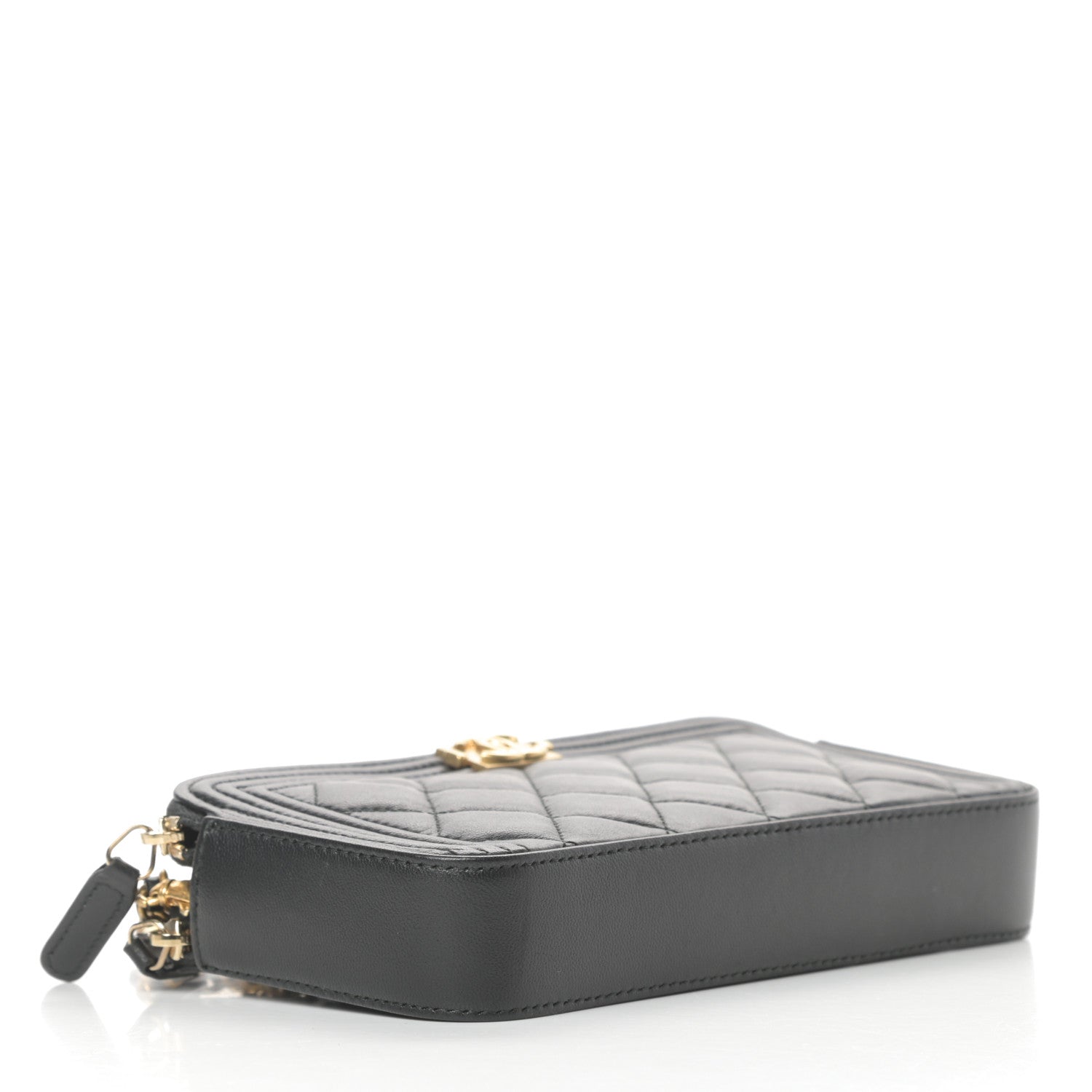 Chanel Lambskin Quilted Small Boy Clutch With Chain Black 4 of 13